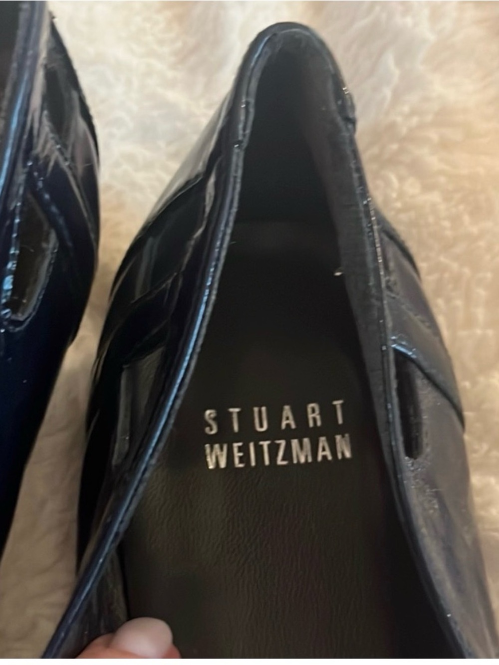 Stuart Weitzman Patent Leather Navy Blue Ballet Flats - Picture 3 of 7